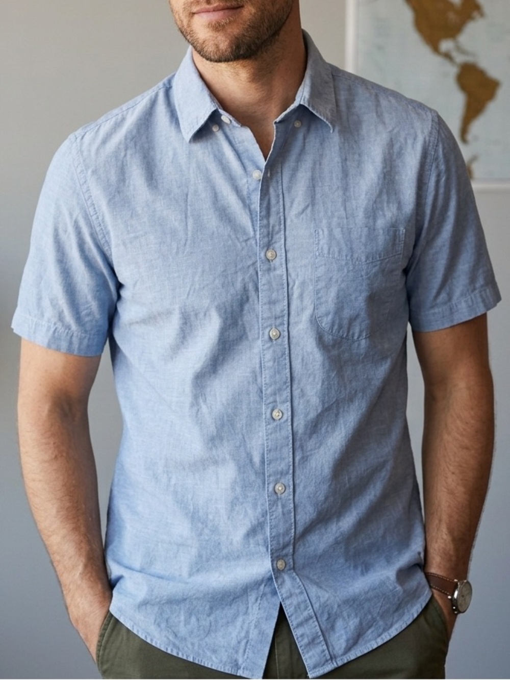 J. Crew Light Blue Short Sleeve Button-Down Shirt